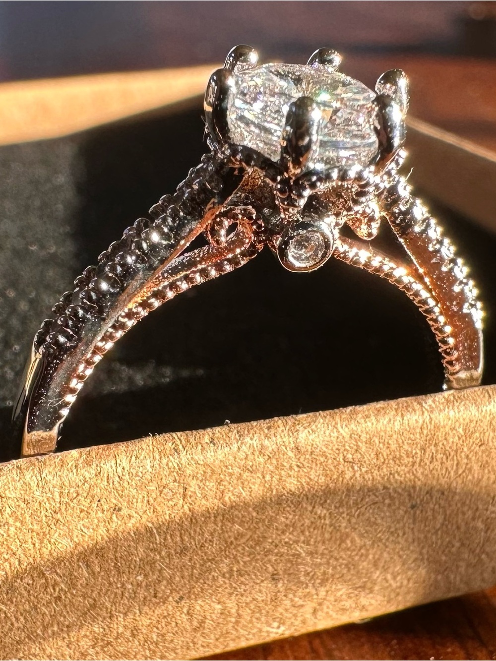 Silver Vintage-Style Engagement Ring Set with Center Stone and Band
